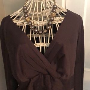 Ann Taylor Loft Brown Bell Sleeve Top sz 14
